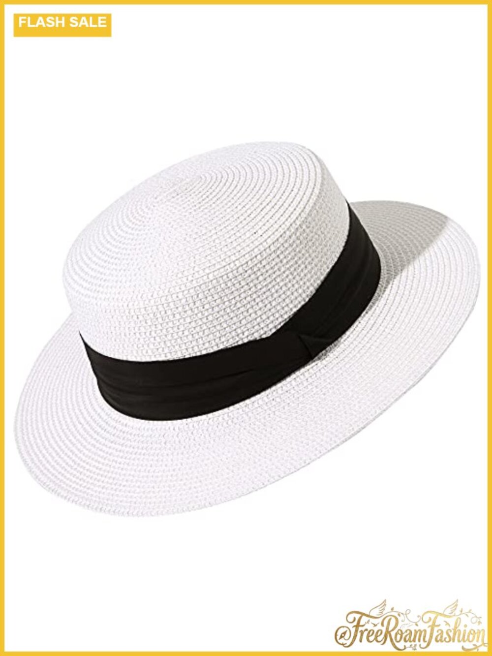 Wide Brim Straw Boater Sun Hat Foldable Packable Beach Summer